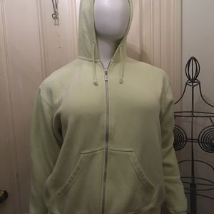 Women’s light green full zip hooded sweatshirt